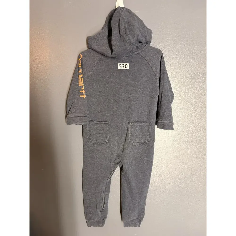 Carhartt Baby Boys' Long-Sleeve Zip-Front Hooded One Piece Coverall Size 24m